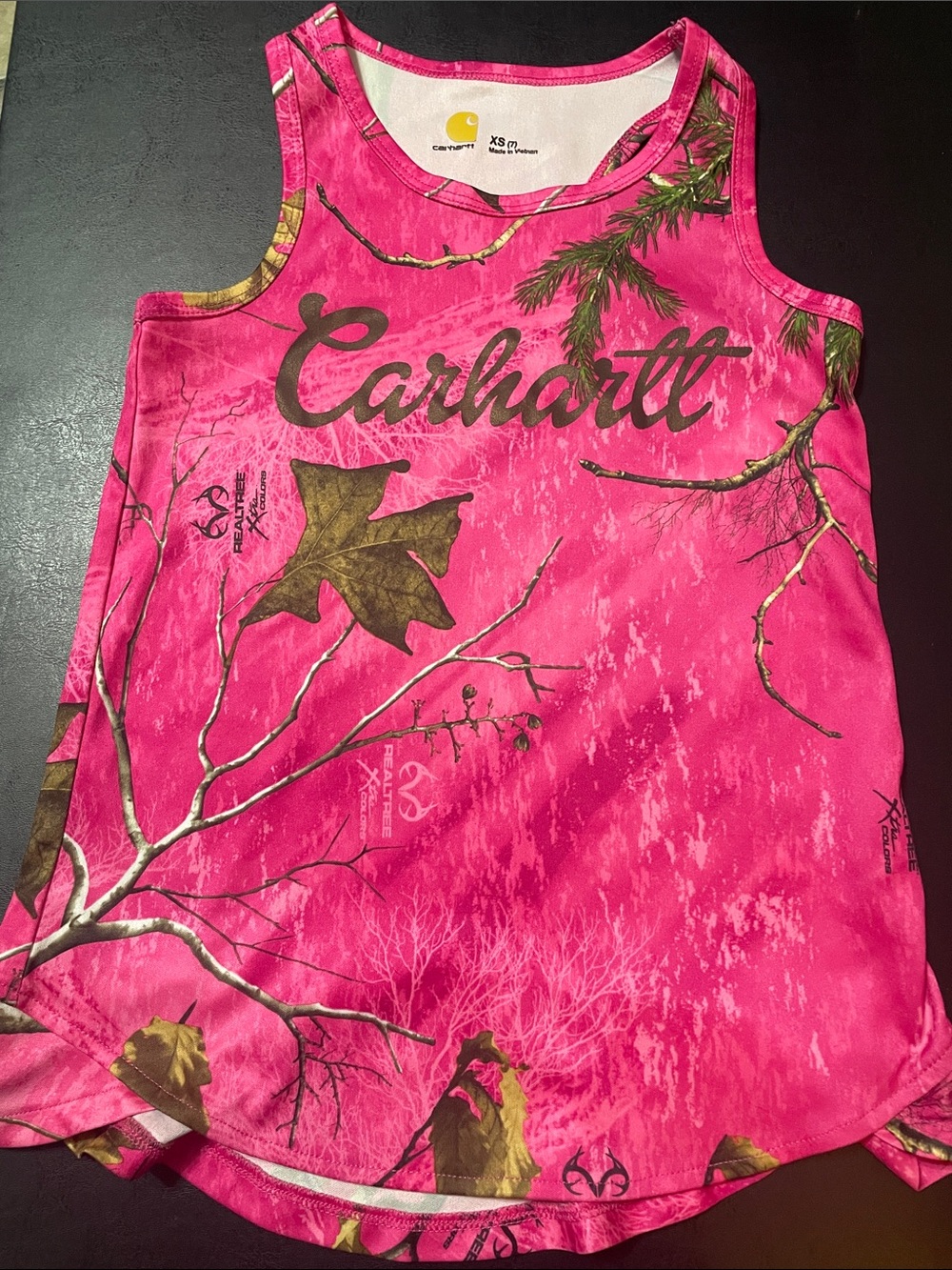 Carhartt Girls' Hot Pink Camo Tank Top, Sz. XS 7 like new no tags